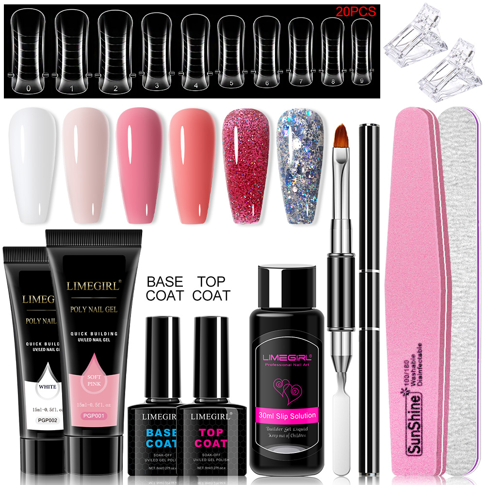 Nail Art Ombre - Poly-nagelgelset voor verlengnagels, langdurig, natuurlijk ogend,