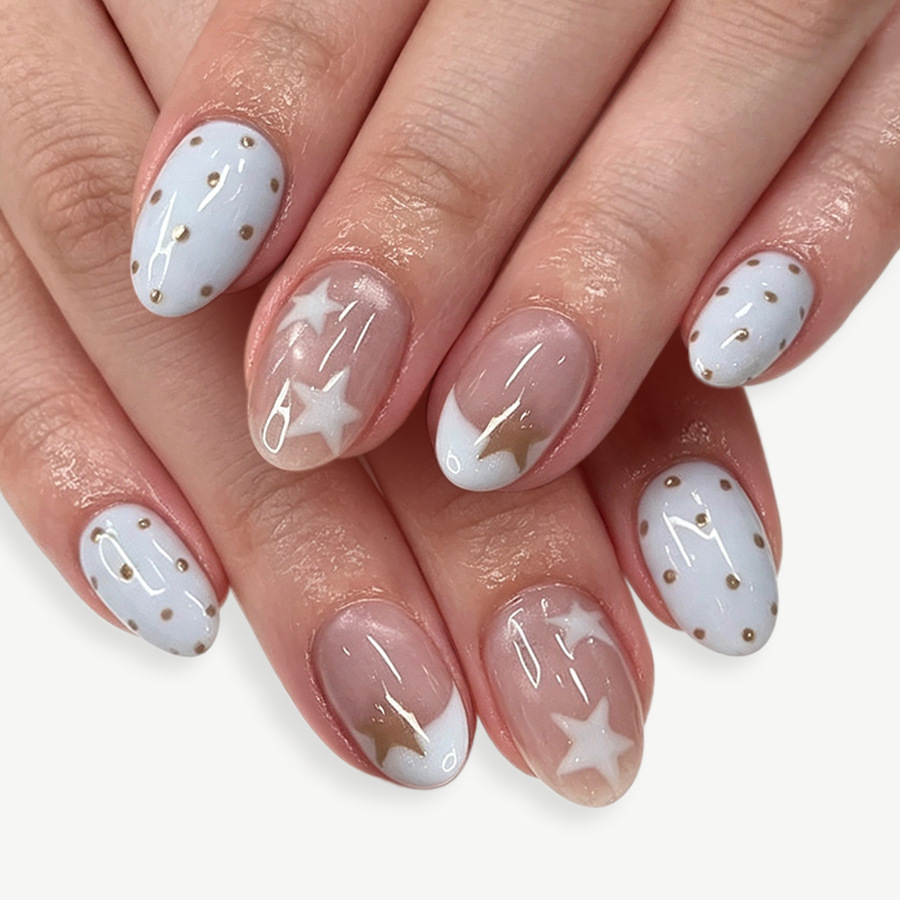 Nail Art Press On - 24 stuks pentagram opzetnagels met Frans