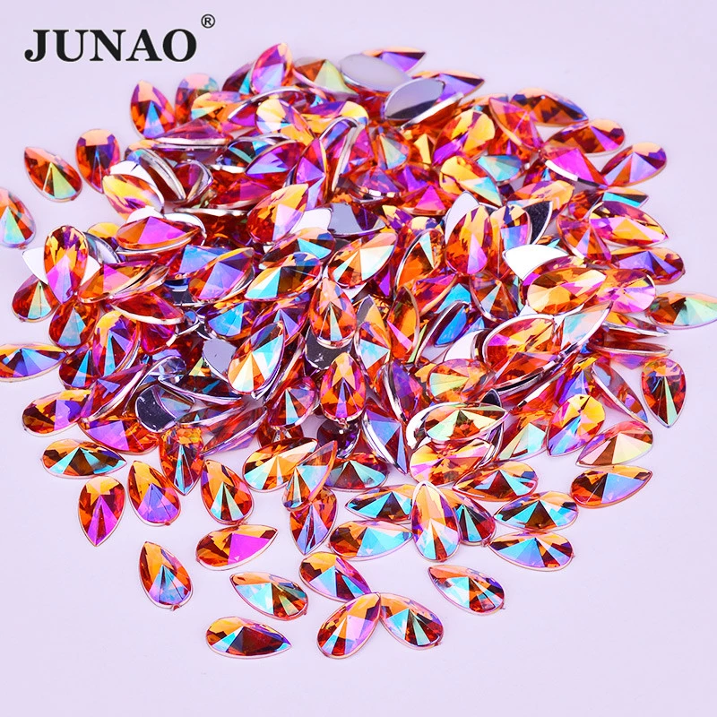 Nail Art Orange - Junao 8X13Mm Oranje Ab Acryl Non