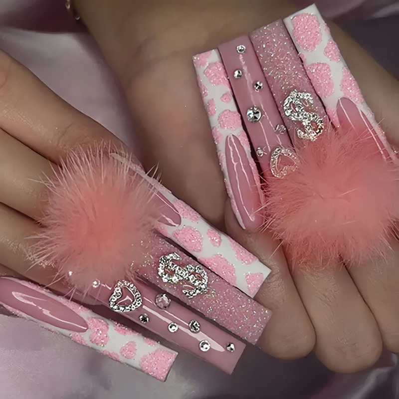 Nail Art Pink - 24 stuks extra lange vierkante pers