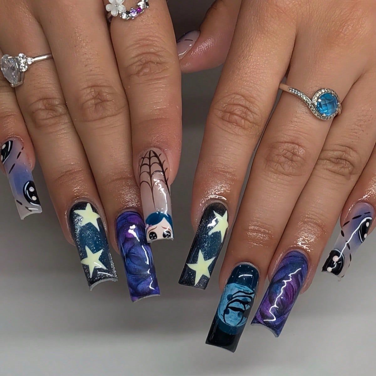 Nail Art Press On - 24 Stuks Y 2K Ster Graffiti