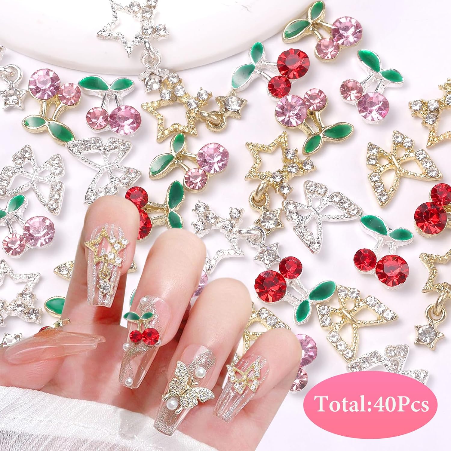 40 stuks legering nagel edelst - Nail Art Valentines Day recensie en prijs
