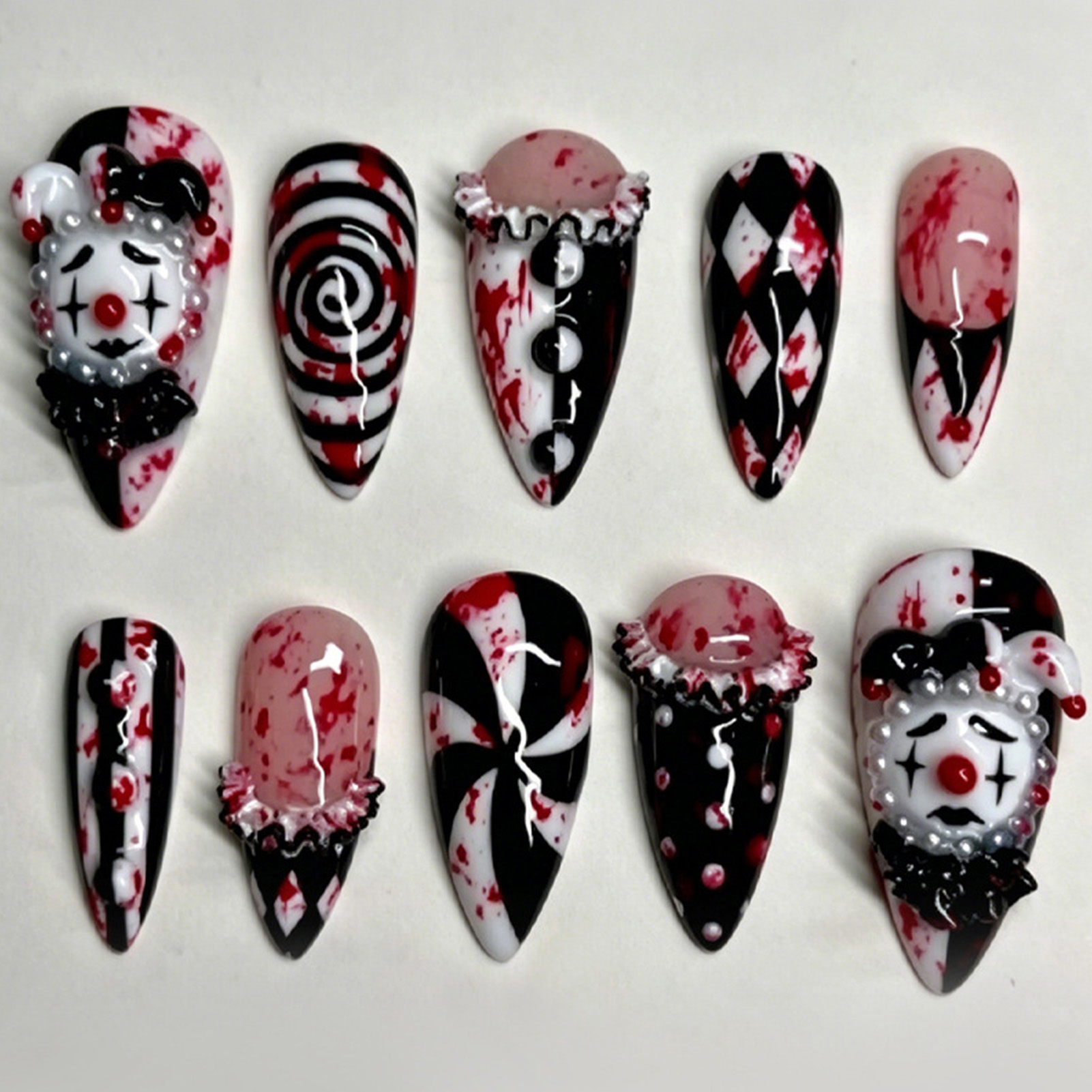 30 stuks grappige donkere clow - Nail Art Press On recensie en prijs
