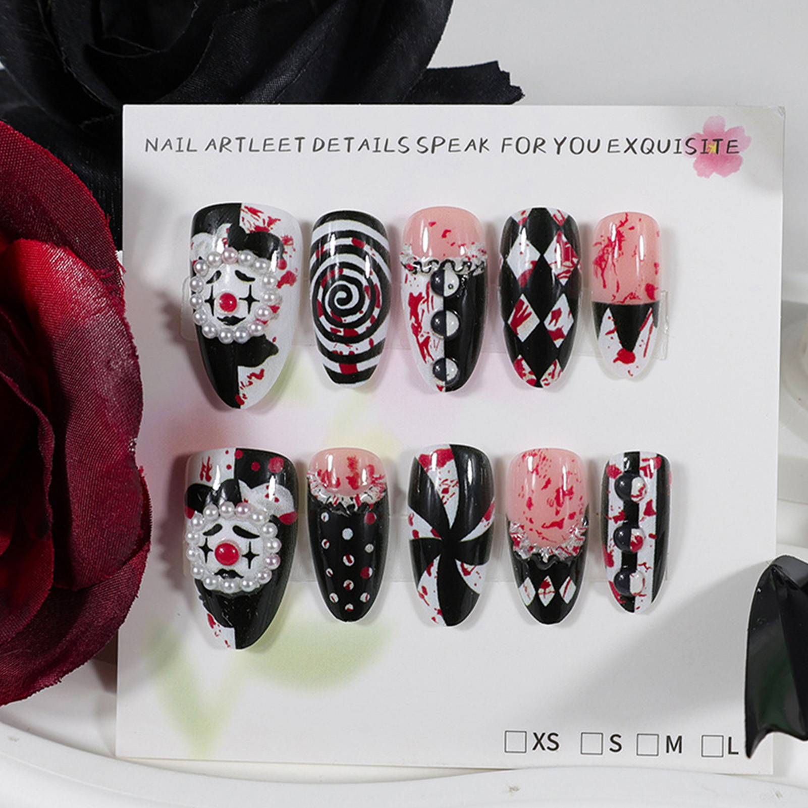 30 stuks grappige donkere clow - Nail Art Press On recensie en prijs