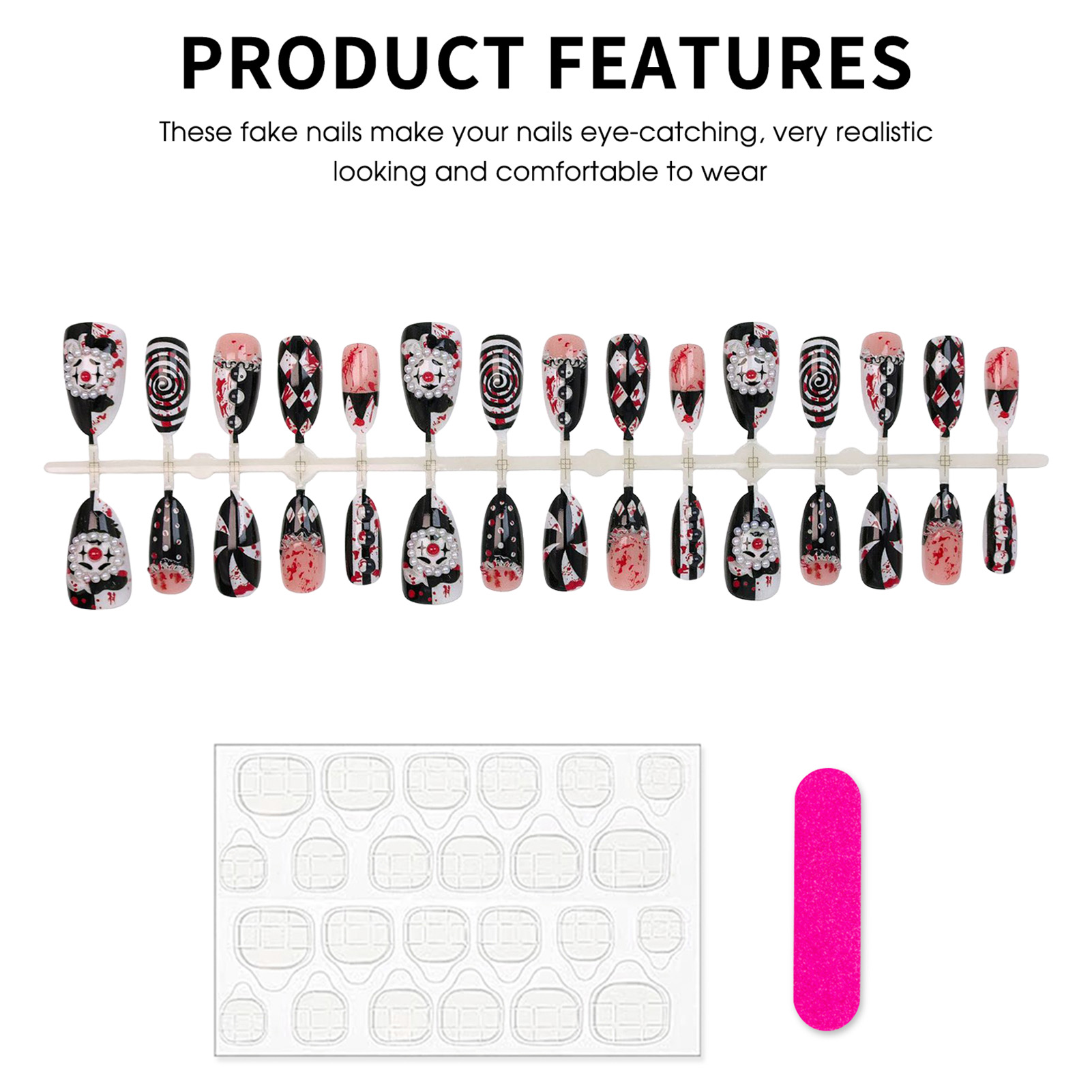 30 stuks grappige donkere clow - Nail Art Press On recensie en prijs