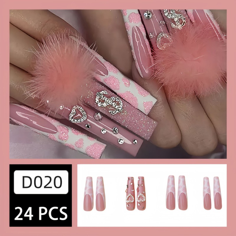 24 stuks extra lange vierkante - Nail Art Pink recensie en prijs